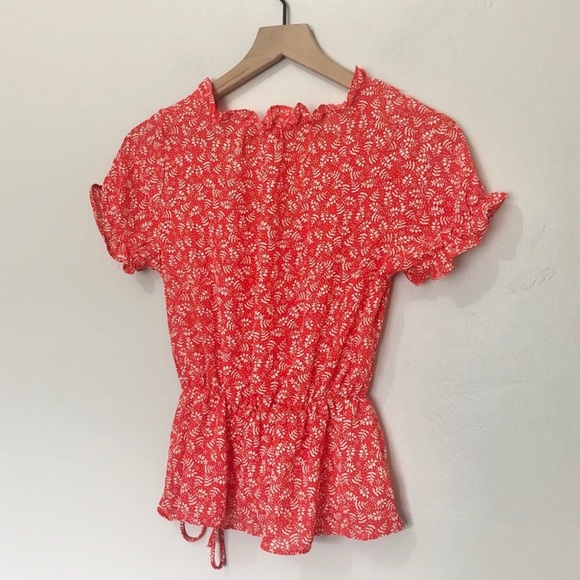 Sienna Sky Ruffle Red/White Sude tie Blouse sizeXS - Picture 5 of 8